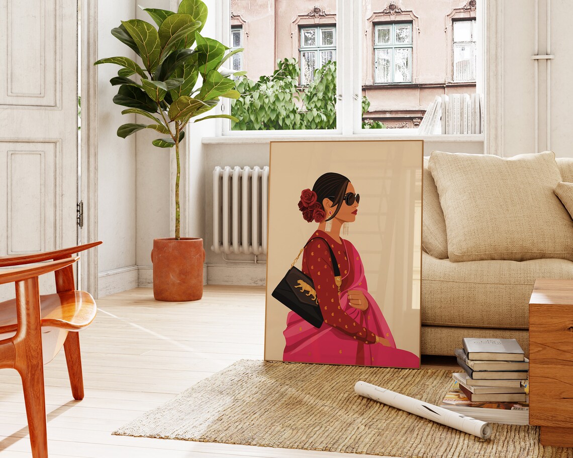Indian Woman, Modern Boho South Asian Art Print - Image 4