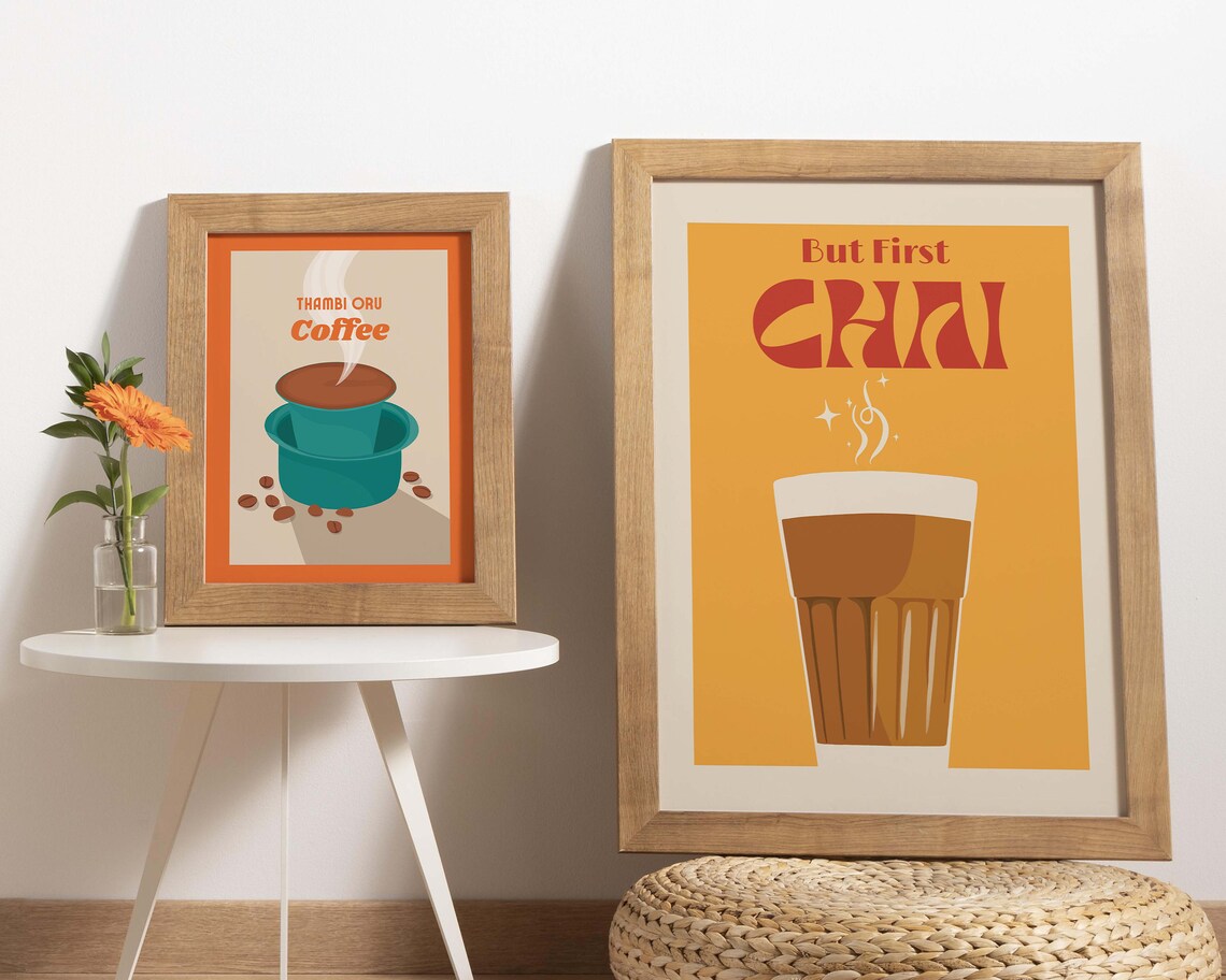 But First Chai Retro Vintage Typography Poster - Image 3