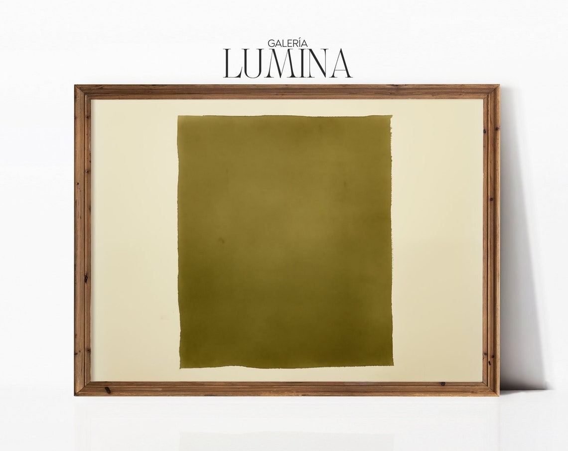 Minimalist Olive Green Square Abstract Color Block Art Poster