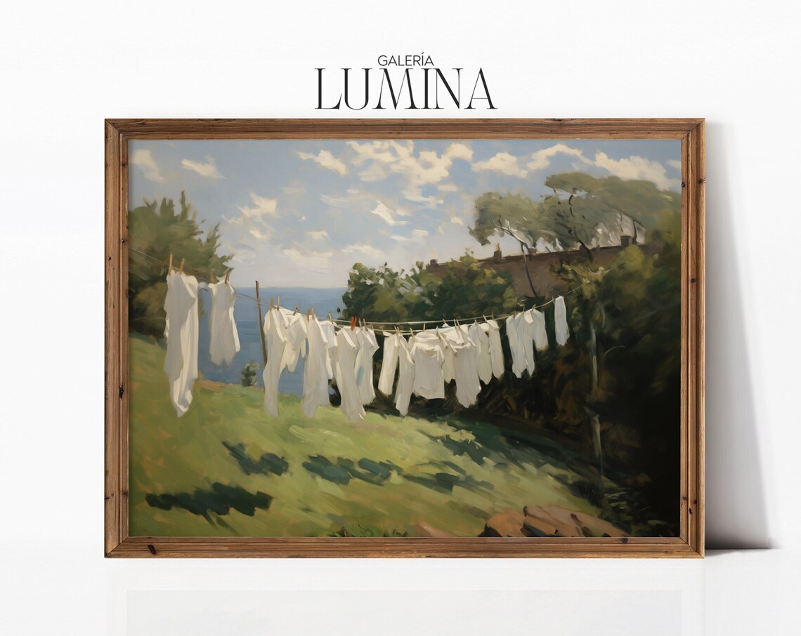 Hanging The Laundry, Vintage Farmhouse Art Print