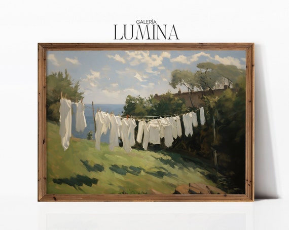 Hanging The Laundry, Vintage Farmhouse Art Print