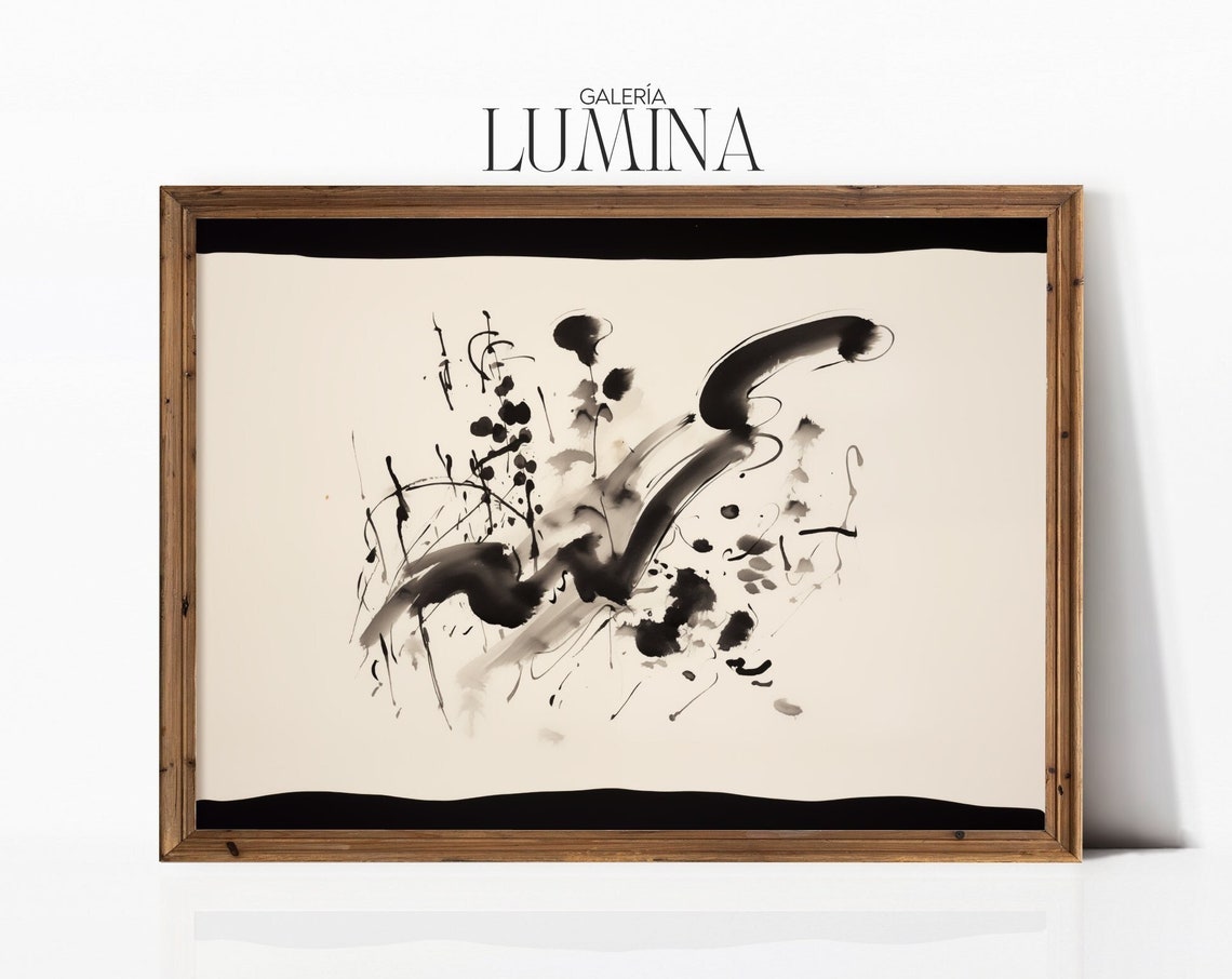 Abstract Painting Black And White Minimalist Neutral Wall Art Figurative Line Art Sketch Ink Painting Art Frame Tv Art 020