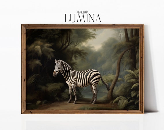 Zebra In The Woods, Vintage Animal Safari Art Print