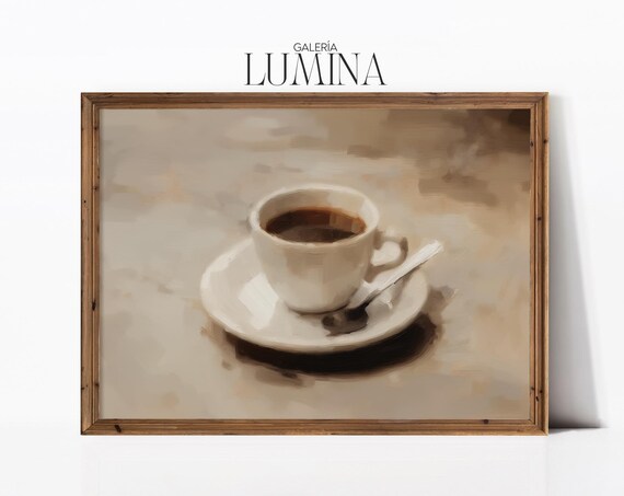 Cup Of Coffee Impressionist Oil Painting Kitchen Shelf Print Coffee Cup Oil Painting Cafe Wall Art Art Frame Tv Art 404