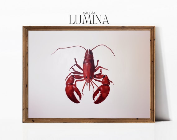 Red Lobster Acrylic Painting Minimalist Maroon Lobster Oil Painting Simple Fish Restaurant Wall Decor Art Frame Tv Art 247