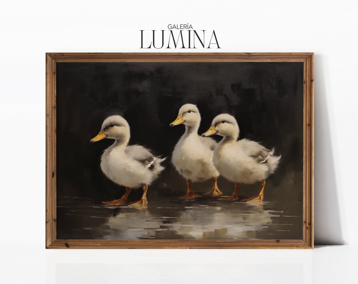 Fluffy Ducklings Vintage Animal Wall Art Print