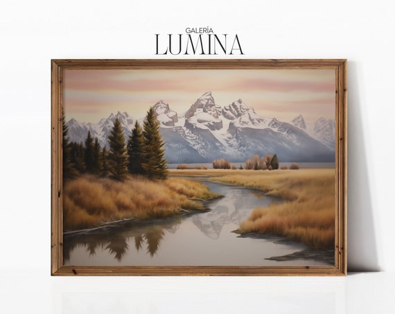 Nature Landscape Painting Mountains Original Painting Peaceful Scenery Wall Art Rustic Home Decor Art Frame Tv Art 162