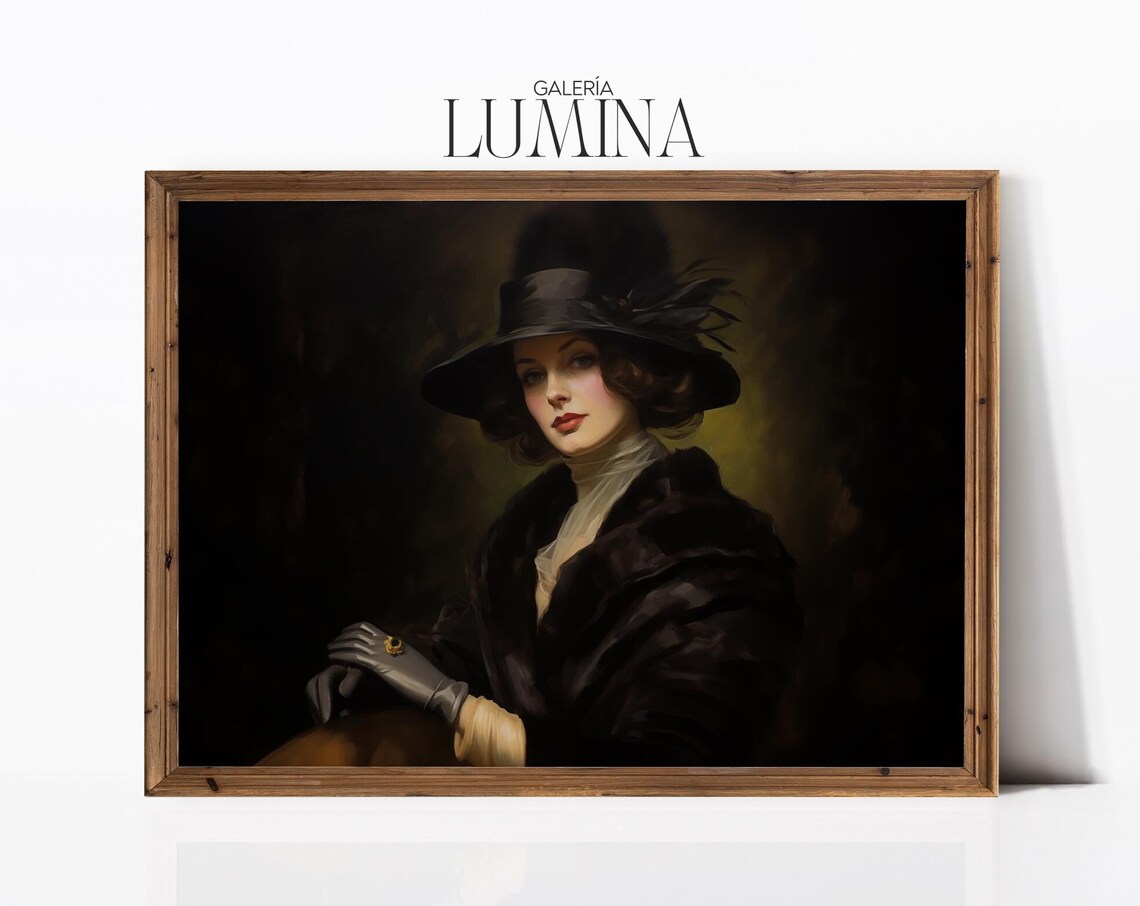 Victorian Woman Portrait, Dark Academia Art Print
