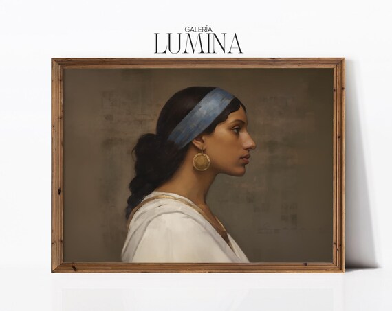Profile Portrait of a Woman in Egyptian Style With Gold Earring Poster