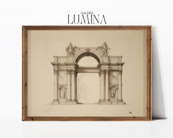 Classical Architecture Drawing Neutral Architectural Sketch Antique Historic Architecture Drawing Art Frame Tv Art 318