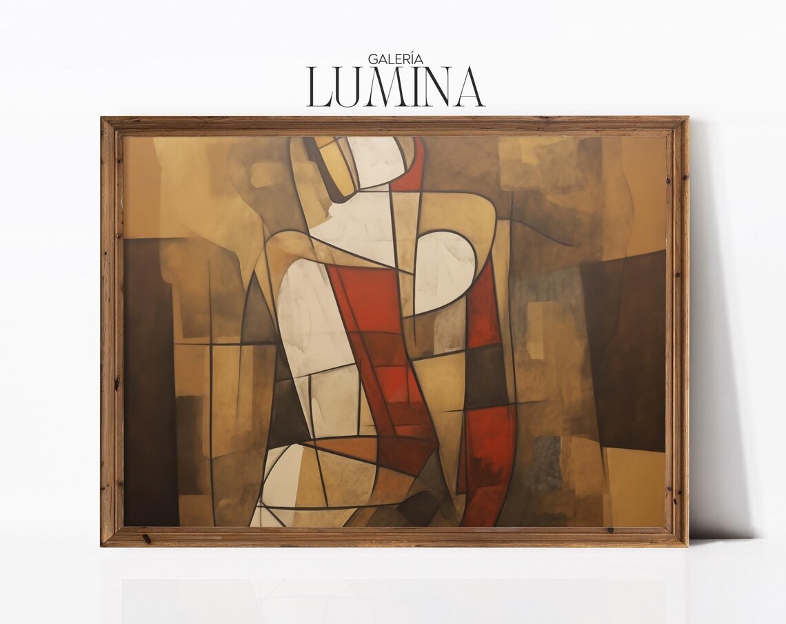 Abstract Cubism Painting, Mid Century Wall Art
