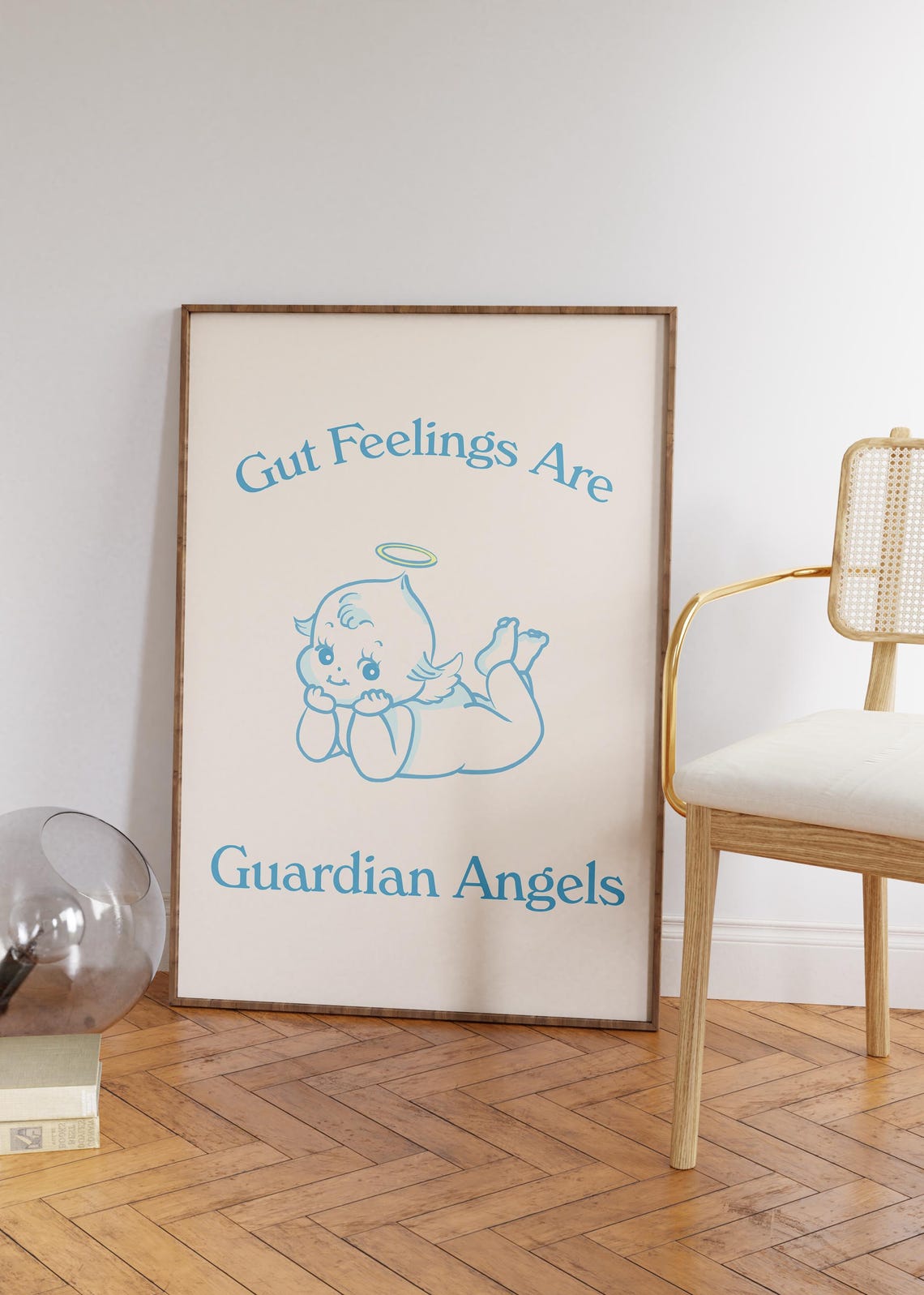 Sweet Baby Blue Angel Cherub Gut Feelings Saying Quote Poster