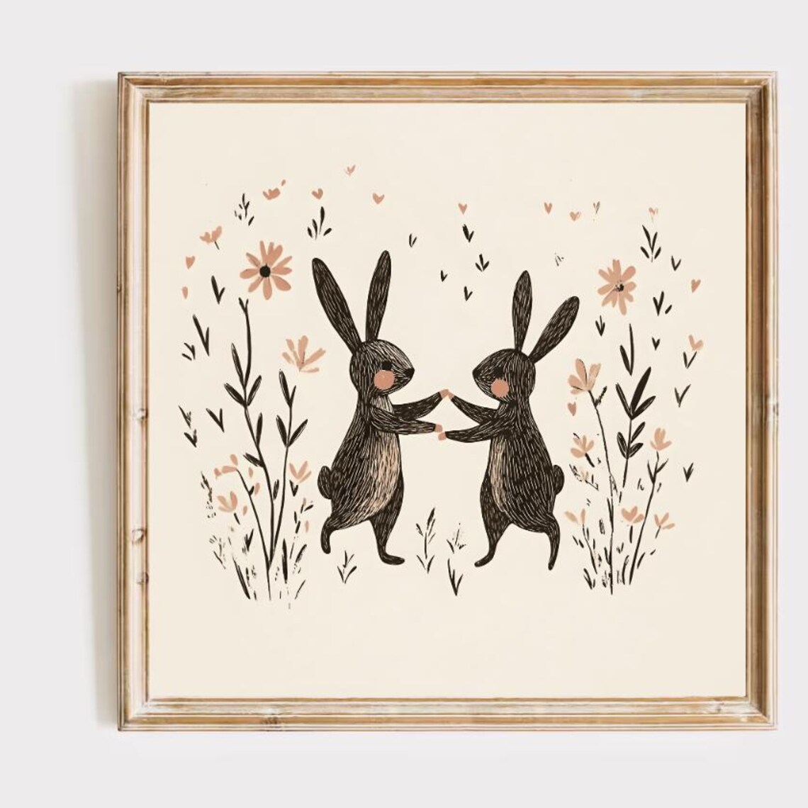 Spring Bunny Easter Decor, Coquette Bunny Art