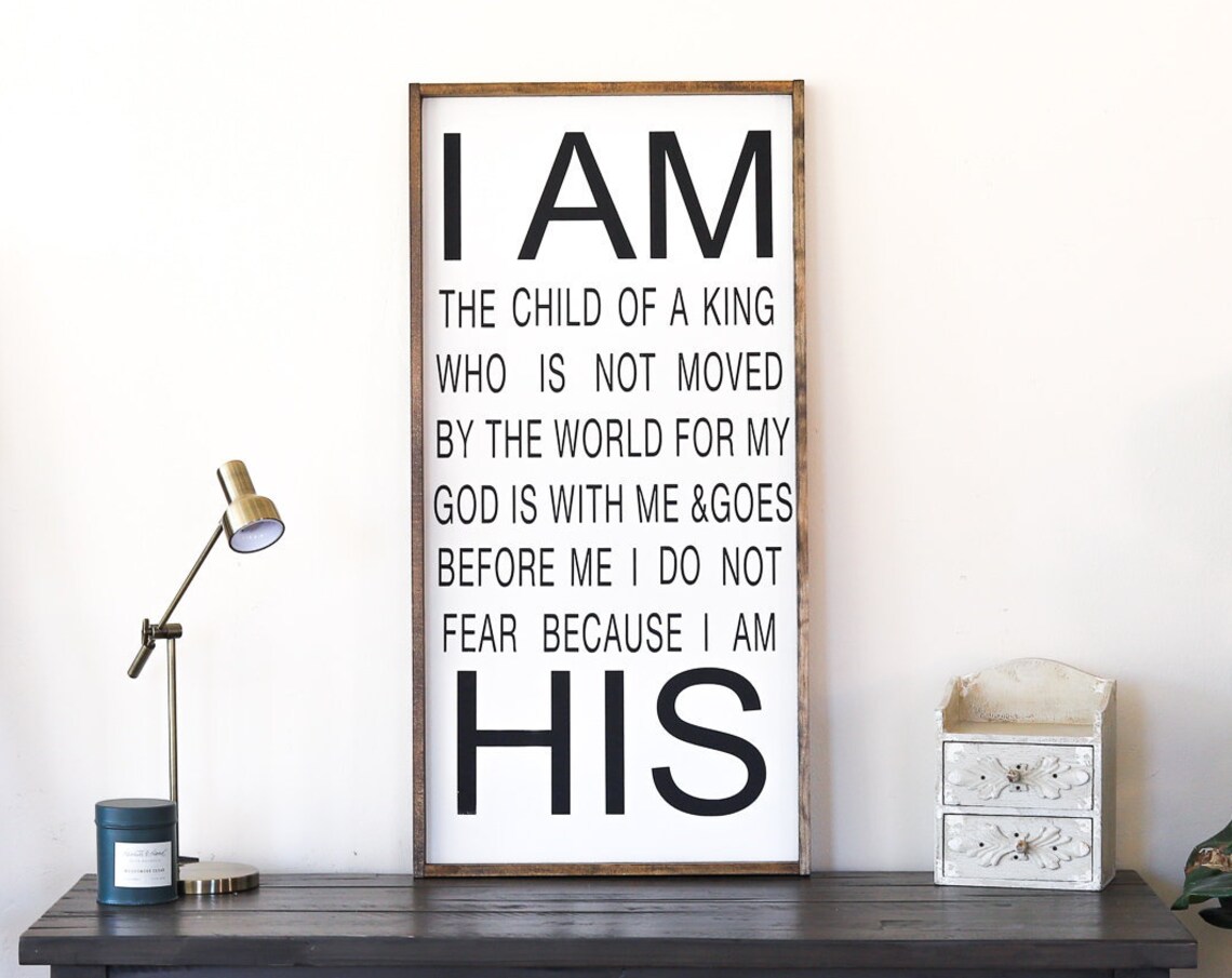 I Am His Child of a King Christian Affirmation Wood Framed Wall Poster