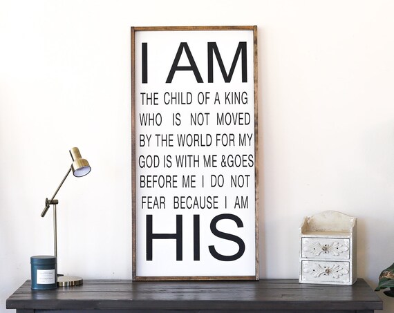 I Am His Child of a King Christian Affirmation Wood Framed Wall Poster