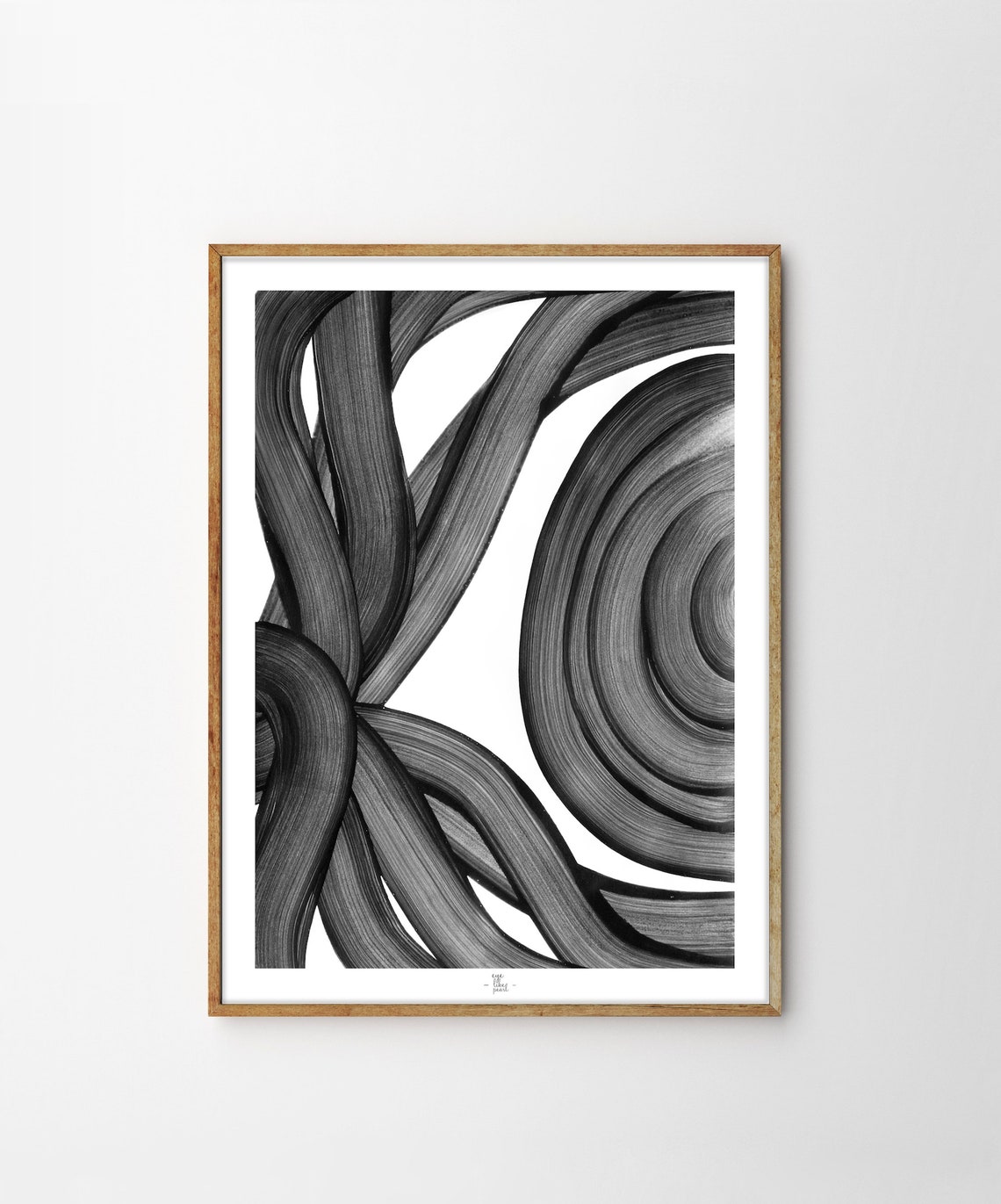 Black Brushstroke Waves With Concentric Circle Abstract Art Poster - Image 5