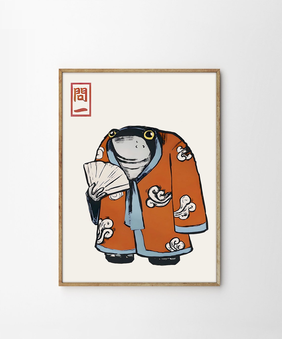 Charming Japanese Frog in Kimono Holding Fan Ukiyo E Style Poster - Image 4