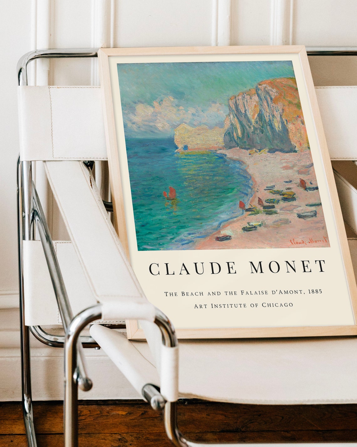 Claude Monet The Beach and the Falaise dAmont 1885 Seascape Poster - Image 2