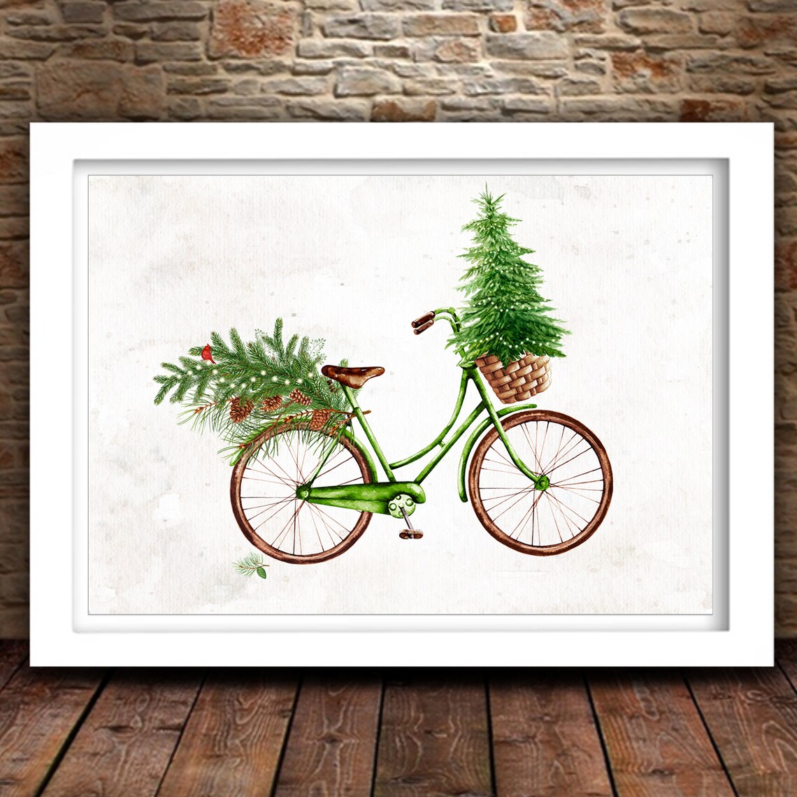 Christmas Bicycle Winter Rustic Holiday Art Print - Image 2