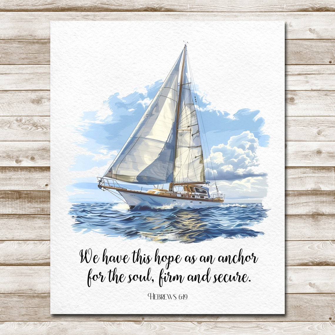 We Have This Hope As An Anchor Sailboat Watercolor Scripture Poster - Image 5