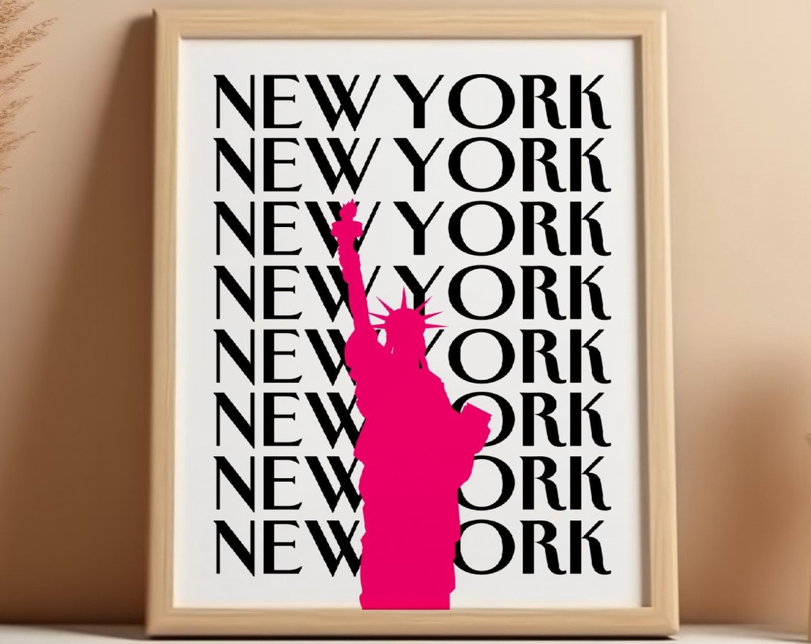 New York City Travel Print Art Pink Ny Travel Print Preppy Wall Print Cityscape Travel Poster Dorm Decor Ny Poster - Image 4