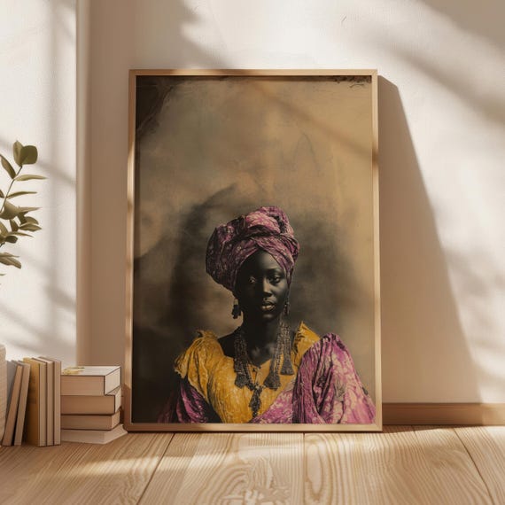 African Royal Woman Poster Antique Style Wall Art Prints Downloads Home Decor
