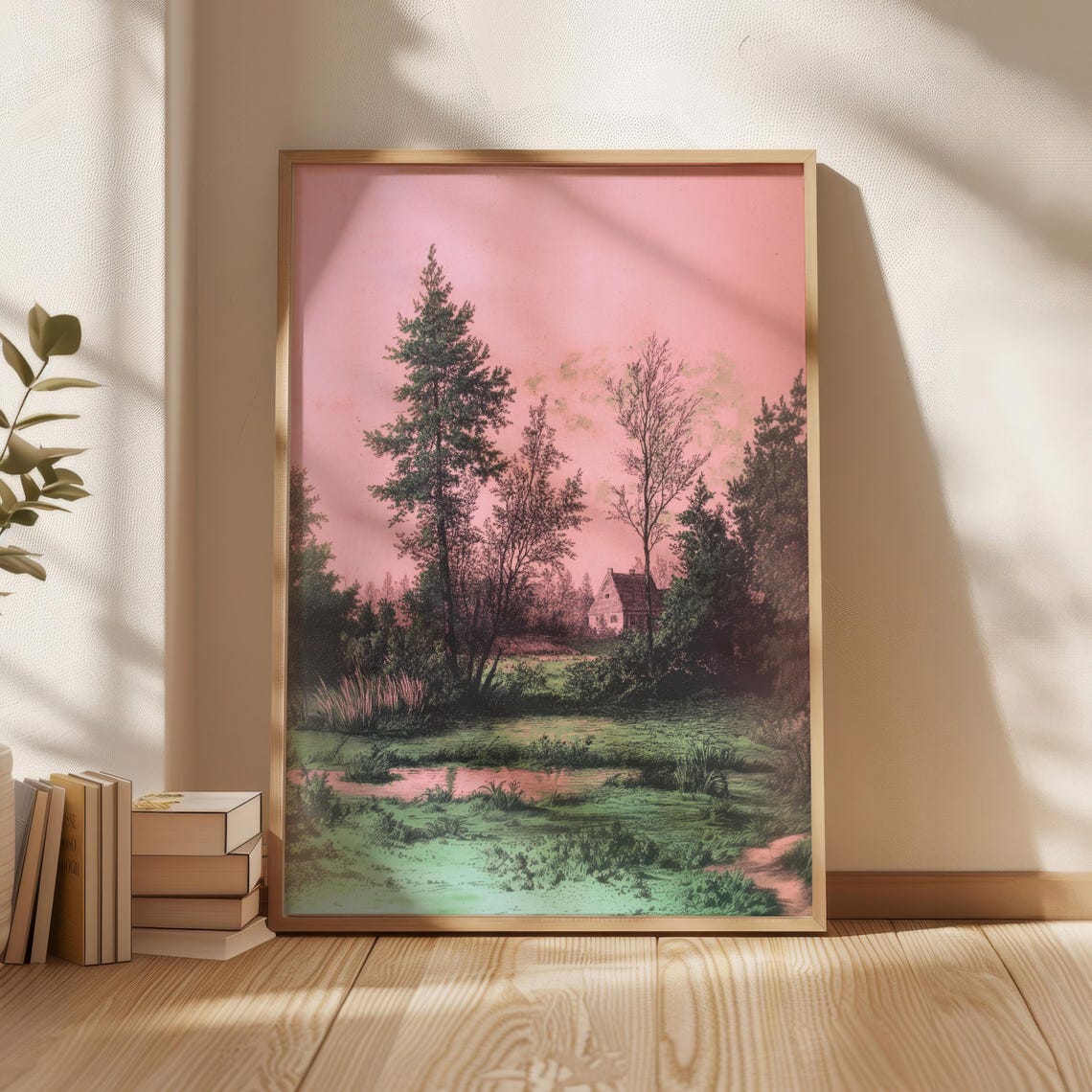 New Home Gift Print Wall Art Village Poster Vintage Illustration Decor