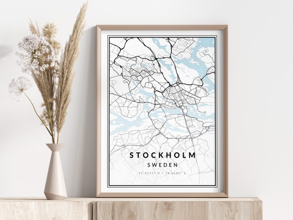 Stockholm City Map Print Poster Wall Art Geographic