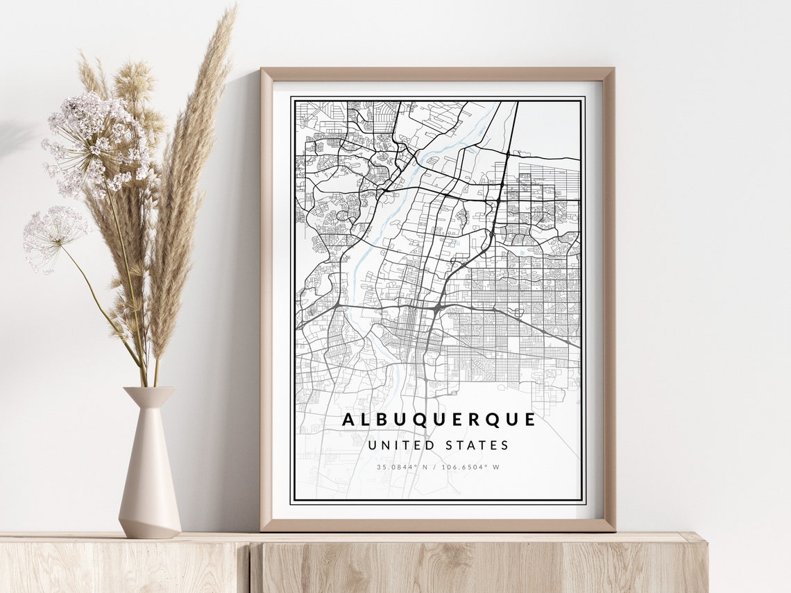 Albuquerque City Map Print Poster Wall Art Geographic