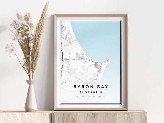 Byron Bay City Map Print Poster Wall Art Geographic