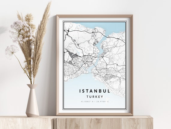 Istanbul City Map Print Poster Wall Art Geographic