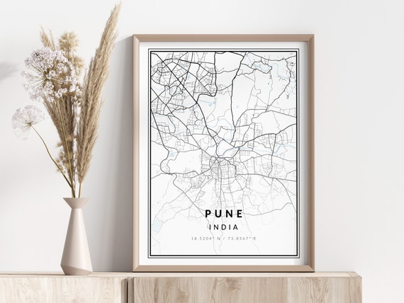 Pune City Map Print Poster Wall Art Geographic