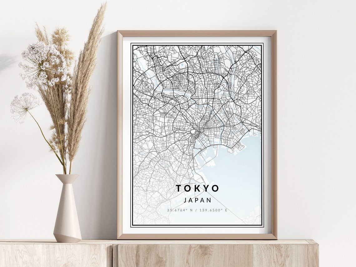 Tokyo City Map Print Poster Wall Art Geographic