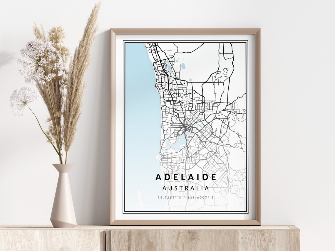 Adelaide City Map Print Poster Wall Art Geographic
