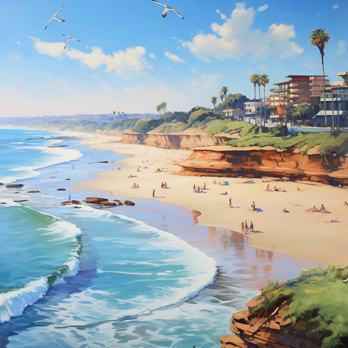 Bird Rock La Jolla California Coastal Cliffs Ocean View Poster - Image 4