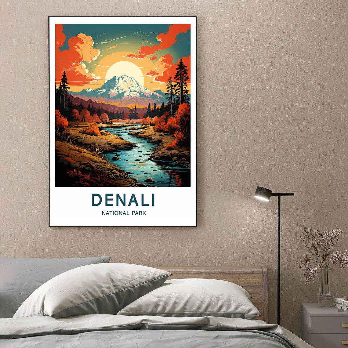 Denali National Park Alaska Mountain Sunset Scenic Travel Poster - Image 2