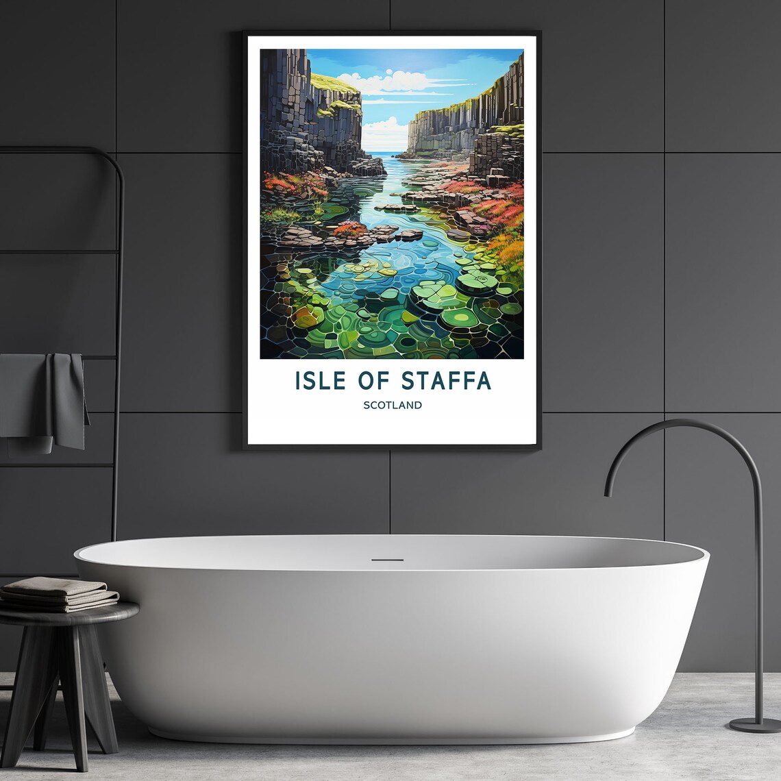 Isle of Staffa Scotland Basalt Sea Caves Coast Travel Poster - Image 2
