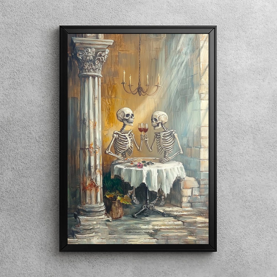 Toast Of The Dead Skeleton Couple Wine Gothic Romance Art Poster