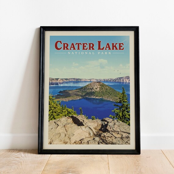 Crater Lake National Park Oregon Wizard Island Travel Poster