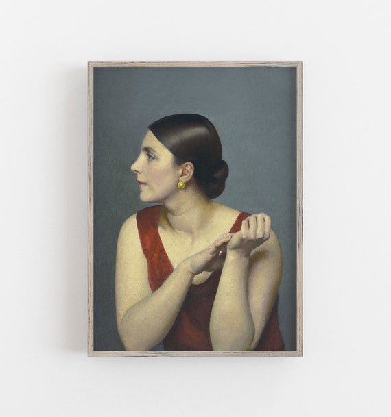 Woman Portrait Vintage Wall Art Muted Neutral Colors Fashion Wall Art Antique Wall Decor Woman In Profile Wall Art 183
