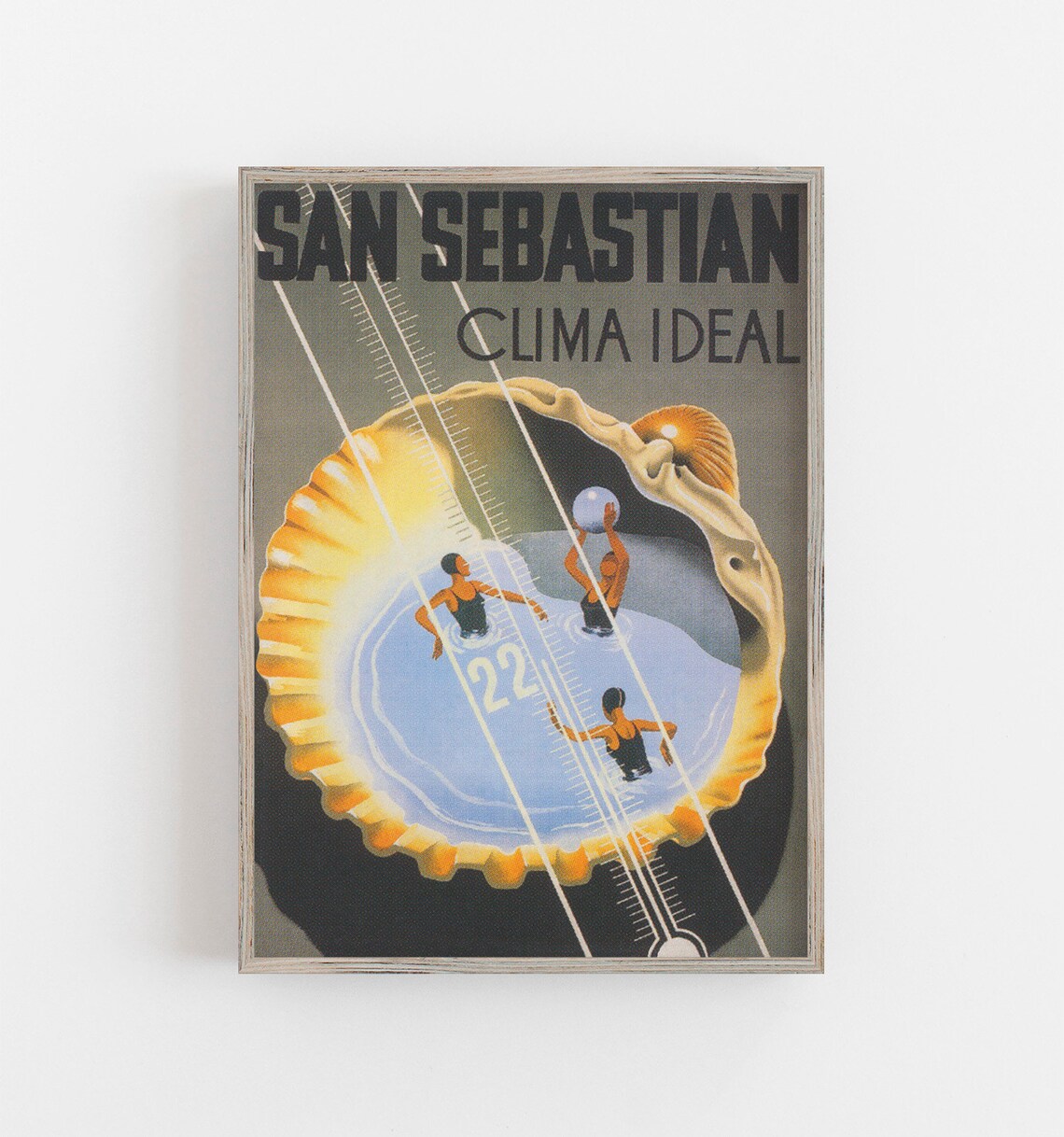 San Sebastian Spain Vintage Travel Poster, Whimsical