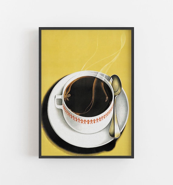 Coffee Vintage Kitchen Art Print, Cafe Wall Decor