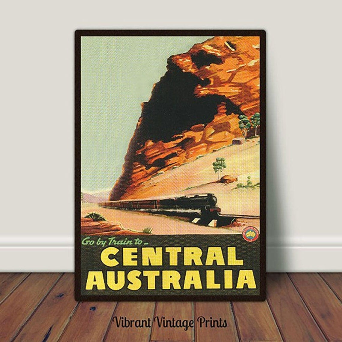 Central Australia Vintage Train Poster Red Rock Outback Railway Poster