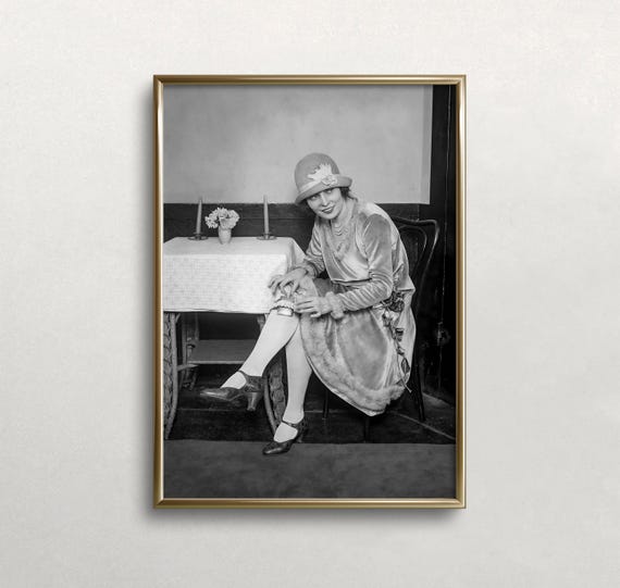 Prohibition Wall Art Black And White Art Vintage Wall Art Flask In Garter Woman Portrait Bar Wall Decor Art