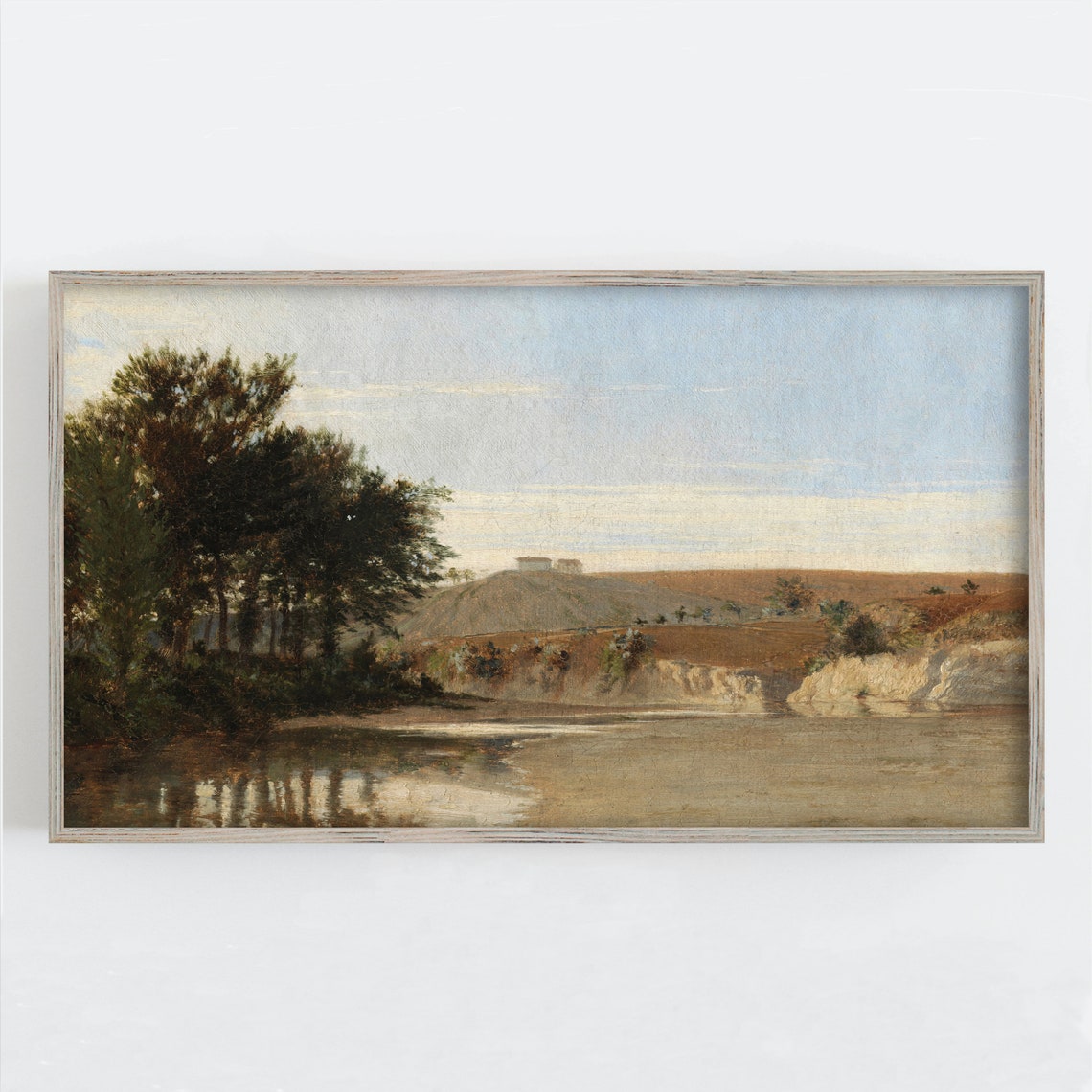 Summer Lake Calm Water Riverside Trees Golden Hues Art Print