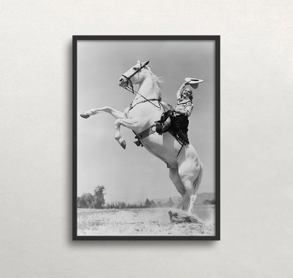 Cowgirl Black and White Vintage Wild West Art Print