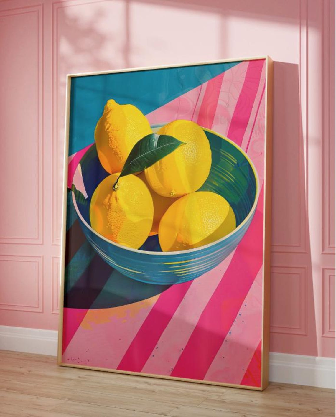 Bright Lemons in a Bowl Colorful Pop Art Kitchen Wall Poster - Image 3
