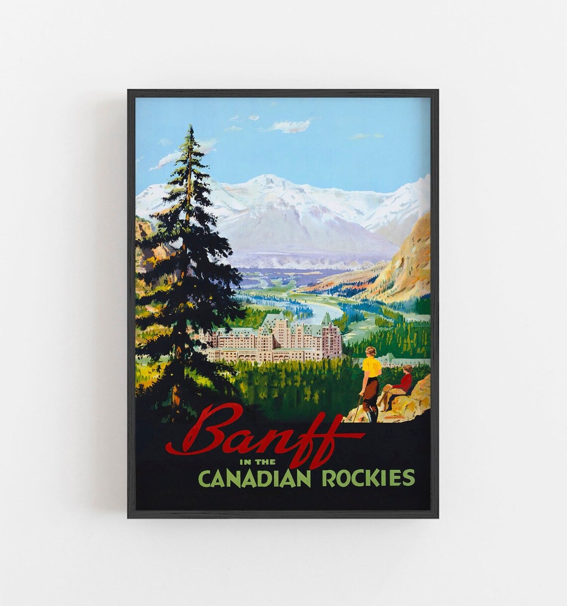 Banff Canada Vintage Travel Poster, Canadian Rockies