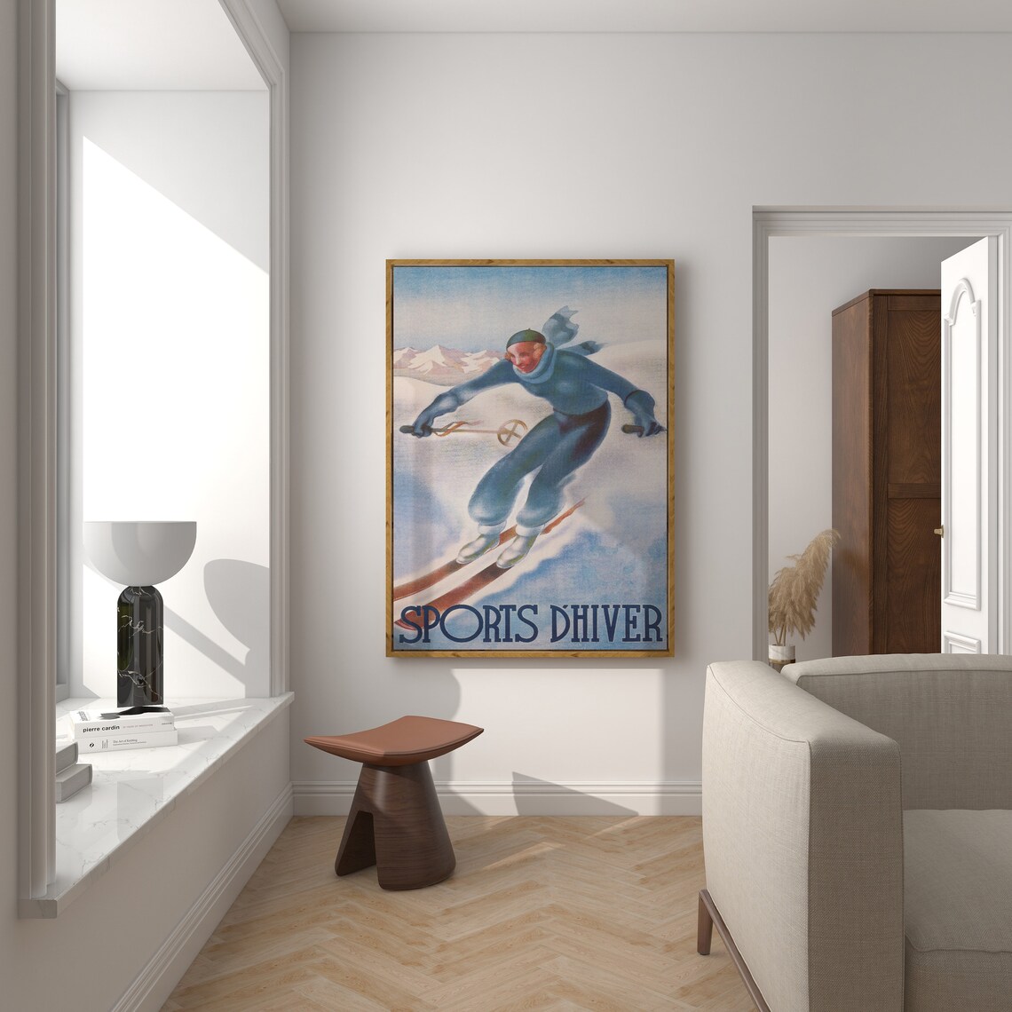 Vintage Sports dHiver French Ski Ad Downhill Skier in the Alps Poster - Image 5