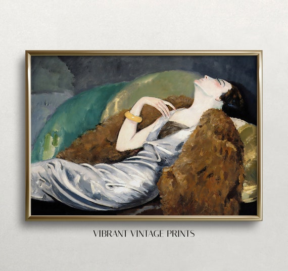 Woman on a Sofa Vintage Portrait Art Print
